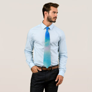Watercolor Gradient Blue Green Grey Casual Style Neck Tie