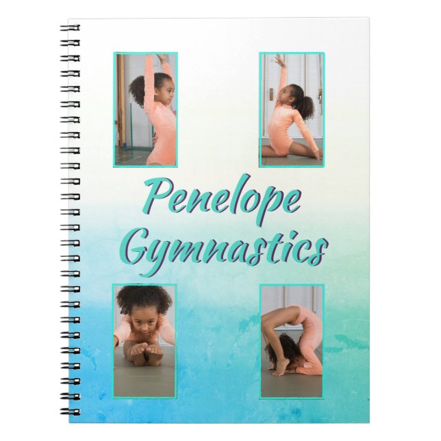 Watercolor Gradient Custom Name, Sport & Photo     Notebook (Front)