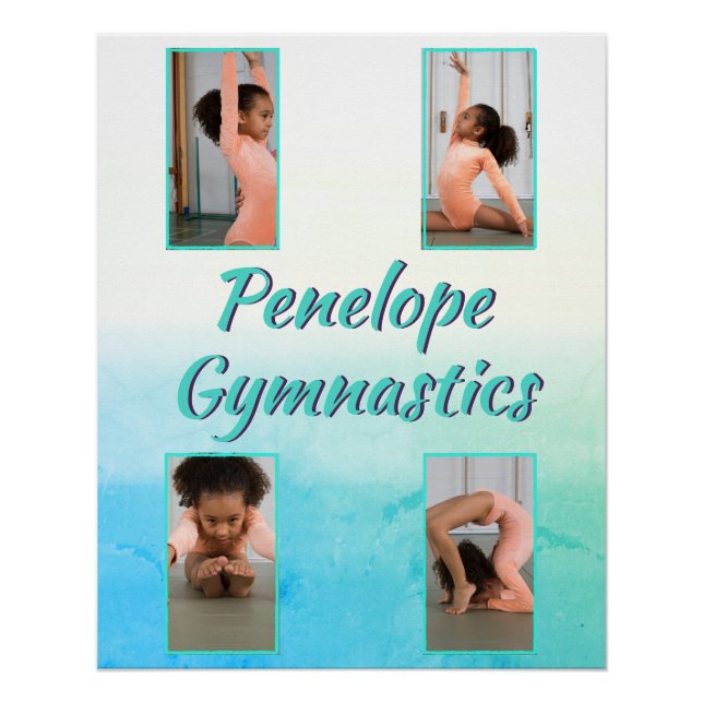 Watercolor Gradient Custom Name, Sport & Photo  Poster (Front)