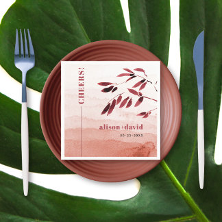 Watercolor gradient Japandi CHEERS wedding Napkins