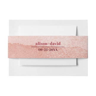 Watercolor gradient minimalist Japandi wedding Invitation Belly Band