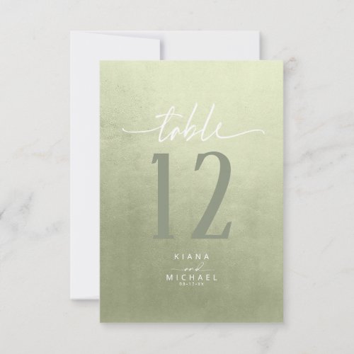 Watercolor Gradient Table Number Sage Green ID786