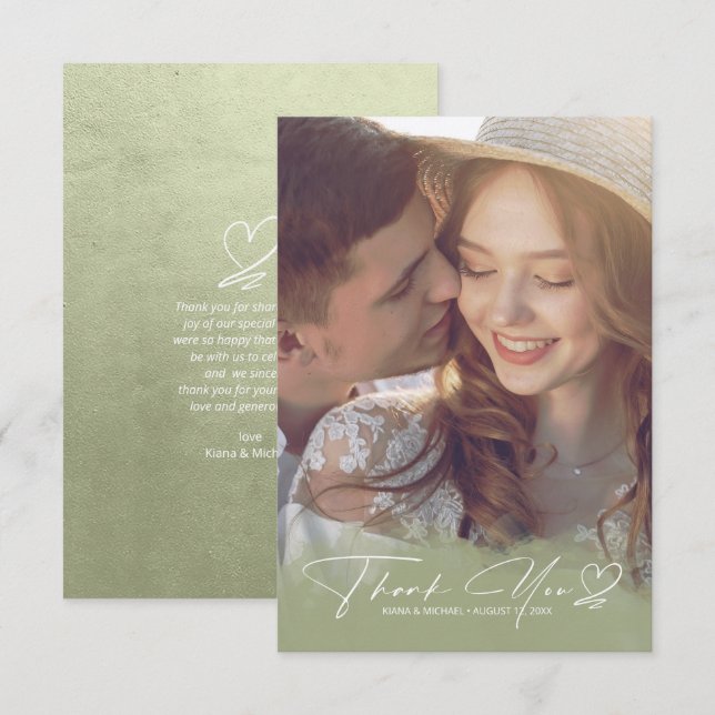 Watercolor Gradient Thank You Sage Green ID786 Card (Front/Back)