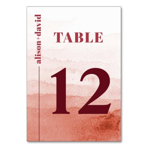 Watercolor gradient typography Japandi  wedding Table Number