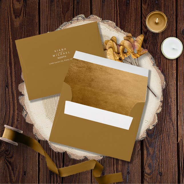 Watercolor Gradient Wedding Autumn Gold ID786 Envelope (Interior/Back In Situ)