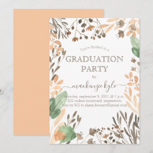 Watercolor Graduation Boho Greenery Invitation