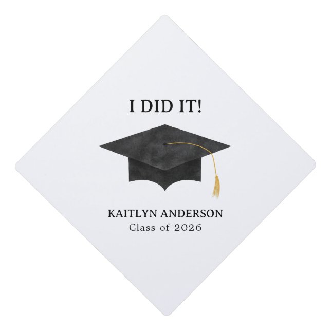 Watercolor Graduation Cap Grad Topper (Front)