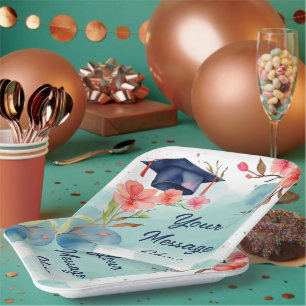 Watercolor Graduation Celebration Paper Plates