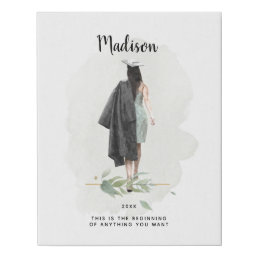 Watercolor Graduation Girl Inspirational Quote Pos Faux Canvas Print
