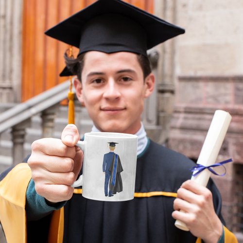 Watercolor Graduation Gown  Cap Mug Young Man