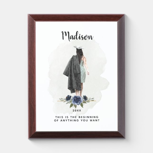 Watercolor Graduation Inspirational Quote Keepsake Award Plaque (Vertical)
