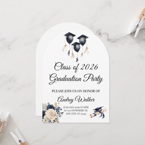 Watercolor Graduation Invitation Class of 2026
