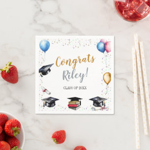Watercolor Graduation Party Napkins