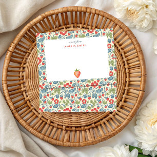 watercolor Grandmillennial Strawberry Pastel  Note Card