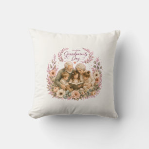Watercolor Grandparents Day / Abuelos Floral Throw Pillow