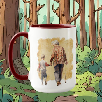 Watercolor Grandson To Grandma Add Message  Mug by DoodlesGifts at Zazzle