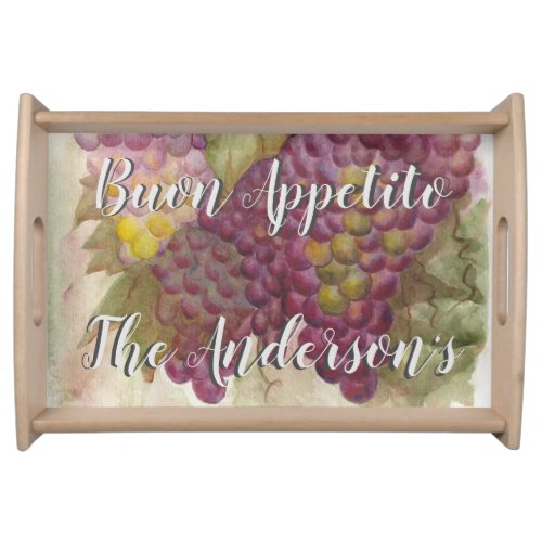 Watercolor Grape Cluster Buon Appetito Tray