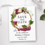 Watercolor Grape Vines Floral Wreath Save the Date Postcard