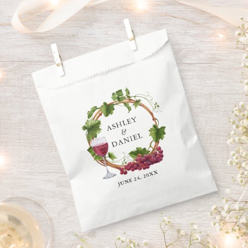 Watercolor Grape Vines Wood Wreath Wedding Favor Bag