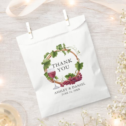 Watercolor Grape Vines Wreath Wedding Thank You Favor Bag