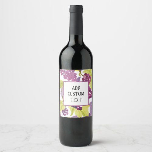 Watercolor Grape Wine Label Add Your Own Text