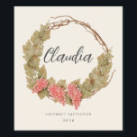 watercolor grape wine wreath homemade wine wine label<br><div class="desc">Personalized wine label,  featuring a watercolor grape wreath. The label can be personalized with different background colors,  name and text. Suitable for weddings,  birthday gifts,  bridesmaid gifts,  baby showers or as a decorative label for your own wines.</div>