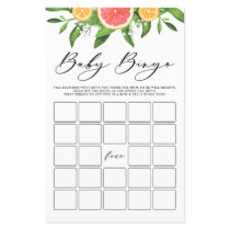 Watercolor Grapefruit Baby Bingo Baby Shower Game