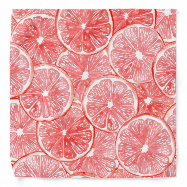 Watercolor grapefruit slices pattern bandana