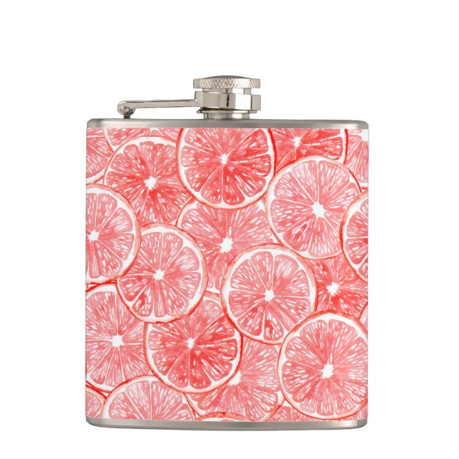 Watercolor grapefruit slices pattern flask (Front)