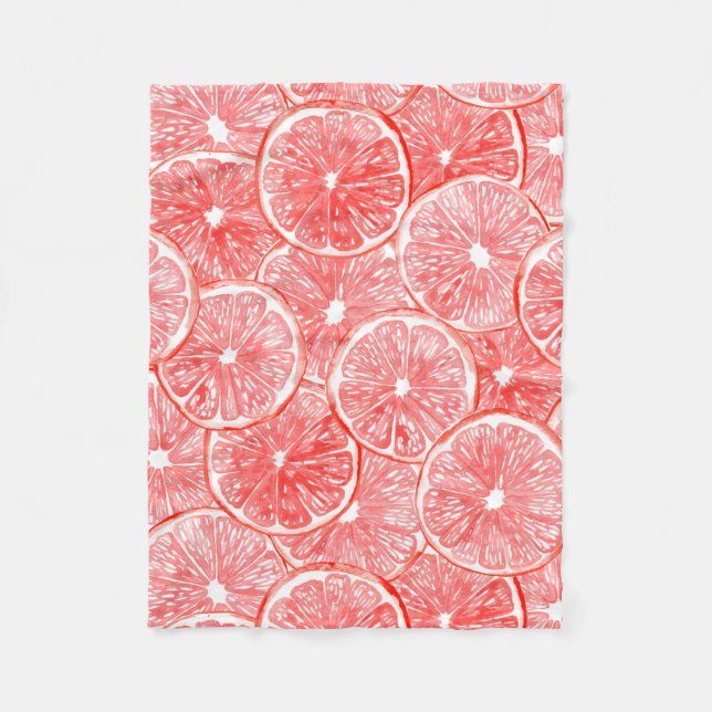 Watercolor grapefruit slices pattern fleece blanket (Front)
