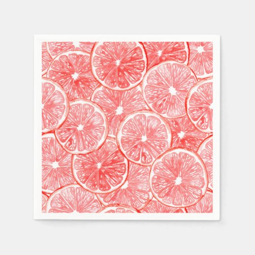 Watercolor grapefruit slices pattern paper napkins