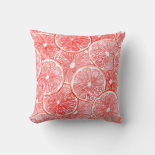 Watercolor grapefruit slices pattern throw pillow