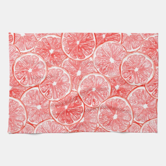 Watercolor grapefruit slices pattern towel (Horizontal)