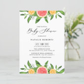 Watercolor Grapefruits Oranges Summer Baby Shower Invitation (Standing Front)