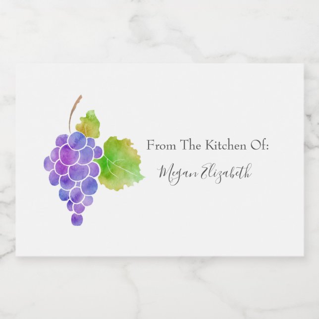 Watercolor Grapes 2 Food Label (Single Label)