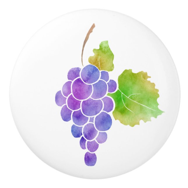 Watercolor Grapes Ceramic Knob (Front)