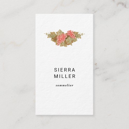 Watercolor grapes sommelier wine business card