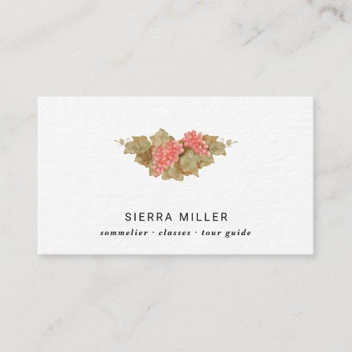 Watercolor grapes sommelier wine  business card