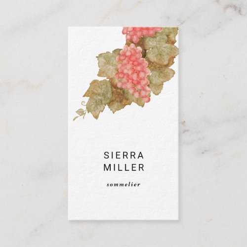 Watercolor grapes sommelier wine business card