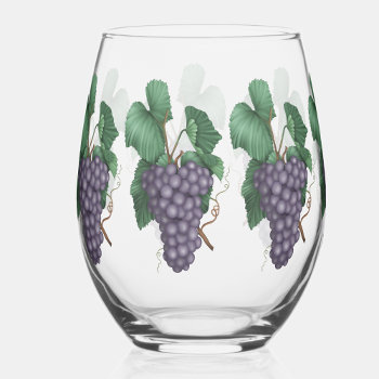 Watercolor Grapes Stemless Wine Glass by All_Occasion_Gifts at Zazzle