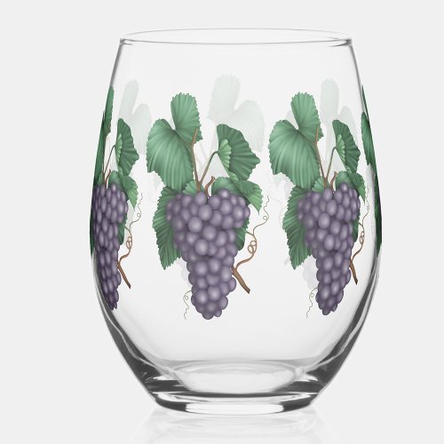 Watercolor Grapes Stemless Wine Glass