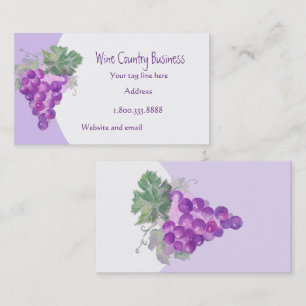 Watercolor Grapes Wine Country Tours or Vineyard Business Card