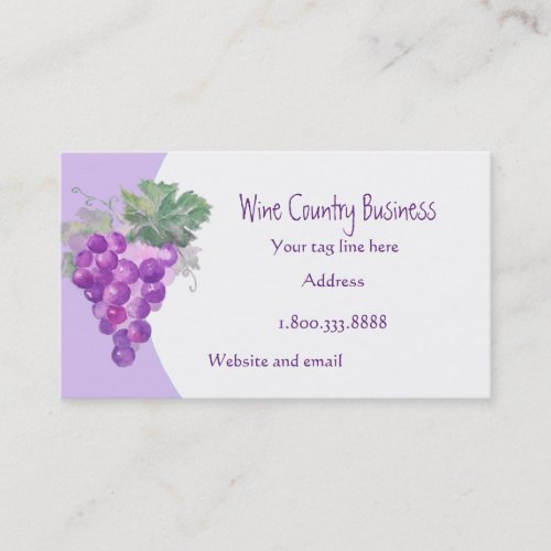 Watercolor Grapes Wine Country Tours or Vineyard  Business Card