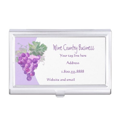 Watercolor Grapes Wine Country Tours or Vineyard  Business Card Case