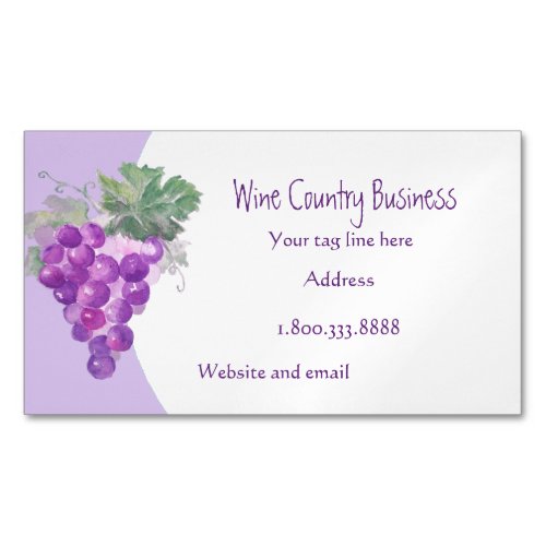 Watercolor Grapes Wine Country Tours or Vineyard   Business Card Magnet