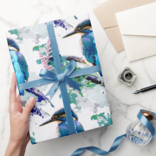Watercolor Graphic Art Kingfisher Fishing Bird art Wrapping Paper