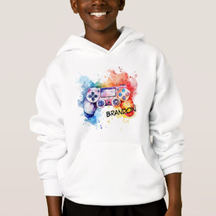 Watercolor Graphic Gaming Controller Personalized Hoodie