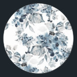 Watercolor Gray and Blue Floral Pattern  Classic Round Sticker<br><div class="desc">Add a beautiful floral accent to your gifts and envelopes with these floral stickers. It features a watercolour pattern of blue flowers. These botanical stickers are perfect for birthdays,  holidays,  weddings and more. Matching items are available.</div>
