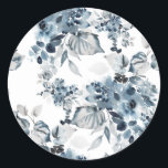 Watercolor Gray and Blue Floral Pattern  Classic Round Sticker<br><div class="desc">Add a beautiful floral accent to your gifts and envelopes with these floral stickers. It features a watercolour pattern of blue flowers. These botanical stickers are perfect for birthdays,  holidays,  weddings and more. Matching items are available.</div>