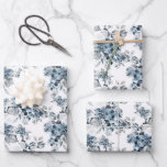 Watercolor Gray and Blue Floral Pattern Holiday Wrapping Paper Sheets<br><div class="desc">Add a beautiful floral accent to your gifts with these floral wrapper paper sheets. It features a watercolour pattern of blue flowers. Perfect for birthdays,  holidays,  weddings and more. Matching items are available.</div>